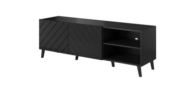 Elegantný TV stolík ABETO 150, čierna - vysoký lesk
