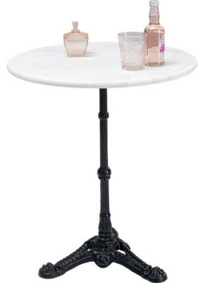 Okrúhly barový stôl ROMA 60 cm v avant-gard štýle, biely mramor, oceľová podnož