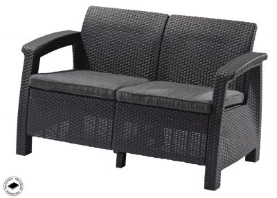 Dvojmiestna pohovka KORFU LOVE SEAT z umelého ratanu - grafitová