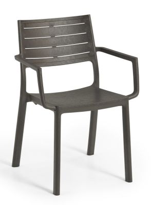 Plastové kreslo METALINE - tmavohnedá