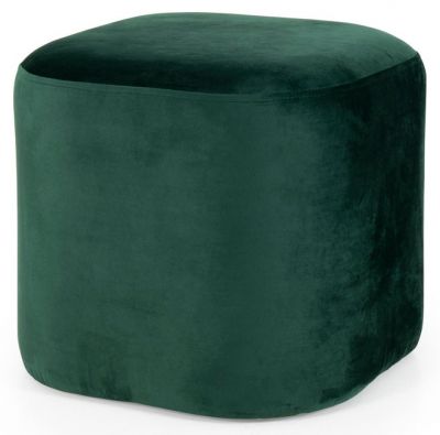 Moderná taburetka RETINA 42x38 cm, velúr, tmavo-zelená