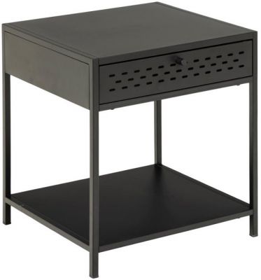 Nočný stolík LAVORO 45x40x51 cm - čierny kov v industriálnom štýle