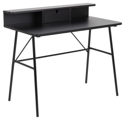 Moderný písací stôl FLENER 100 cm čierny lak, kovové nohy