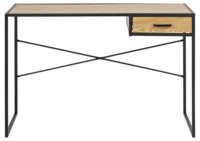 Pracovný stôl so zásuvkou STELARD 110x45 cm prírodné drevo, kovová podnož
