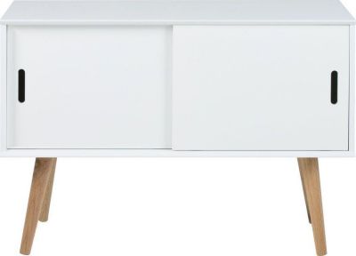 Elegantná komoda HEAVEN 100 cm biela, dubové nohy