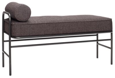 Elegantná lavica REVILO 106 cm čierna, 100% polyester, kovové nohy