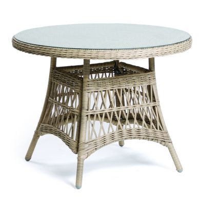 Moderný stôl DENVER z umelého ratanu ø100cm - hnedý
